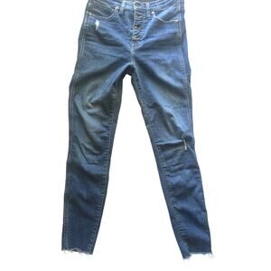 Madewell High Rise Skinny Women’s Size 27 Medium Wash Raw Hem Button Fly Jeans